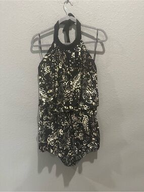 Magicsuit Black Floral Halter One-Piece with Ivory Accents